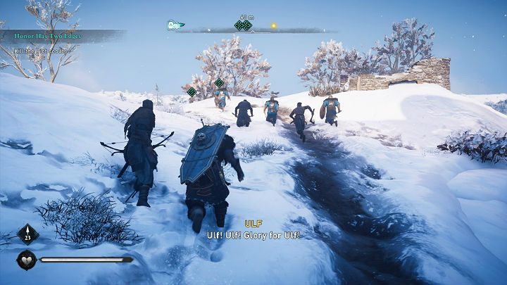 Your presence will be discovered by a few scouts, who will immediately make a run to Stenwege to notify their comrades - Assassins Creed Valhalla: Honor Has Two Edges - walkthrough - Eurvicscire - Assassins Creed Valhalla Guide