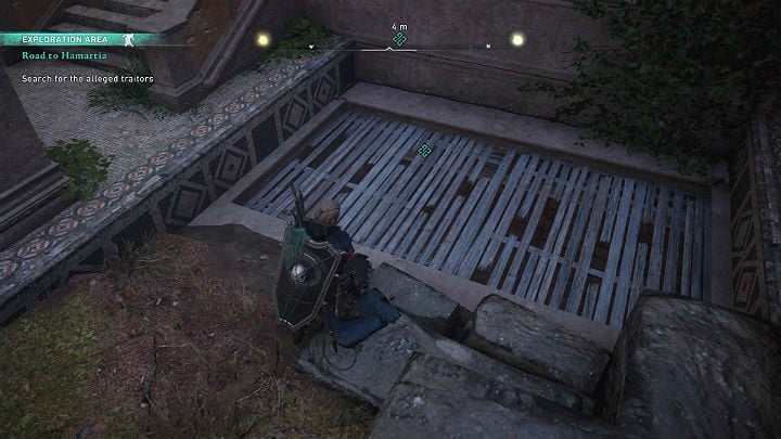 Break the wooden hatch that covers the entrance to the underground area and go downstairs to look around a bit - Assassins Creed Valhalla: Road to Hamartia - walkthrough - Eurvicscire - Assassins Creed Valhalla Guide