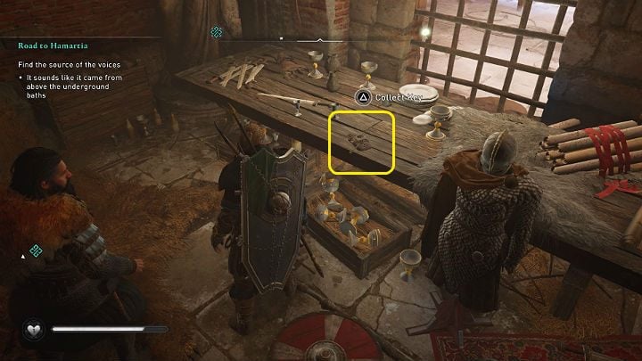 Collect the key from the table and then open the door which is opposite to the chamber where you have just been - Assassins Creed Valhalla: Road to Hamartia - walkthrough - Eurvicscire - Assassins Creed Valhalla Guide