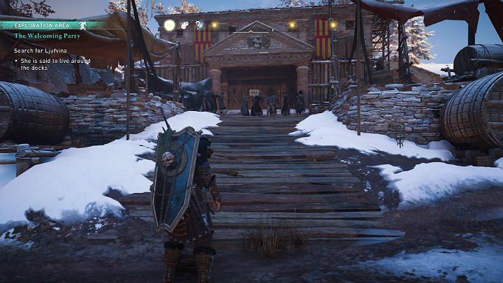 First, you need to look for Ljufvina, who is said to have lived somewhere around the docks - Assassins Creed Valhalla: The Welcoming Party - guide - Jorvik - Assassins Creed Valhalla Guide