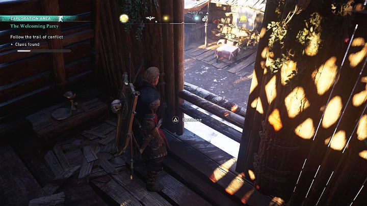 On the upper level of the mansion, just off the balcony, you will find signs of a fight - Assassins Creed Valhalla: The Welcoming Party - guide - Jorvik - Assassins Creed Valhalla Guide
