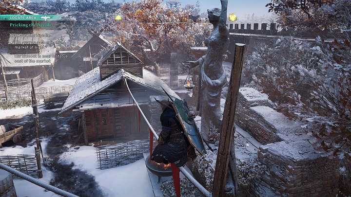 The entrance to Needle's hideout is through the building shown in the image above - Assassins Creed Valhalla: Pricking The Needle - guide - Jorvik - Assassins Creed Valhalla Guide