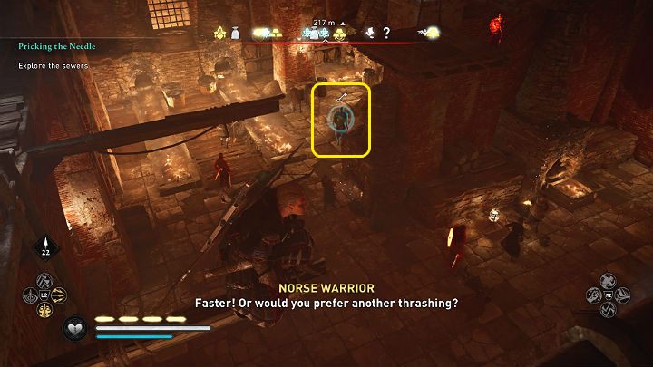 You will eventually reach a spacious room where The Needle's men melt silver into bars and mint coins from it - Assassins Creed Valhalla: Pricking The Needle - guide - Jorvik - Assassins Creed Valhalla Guide