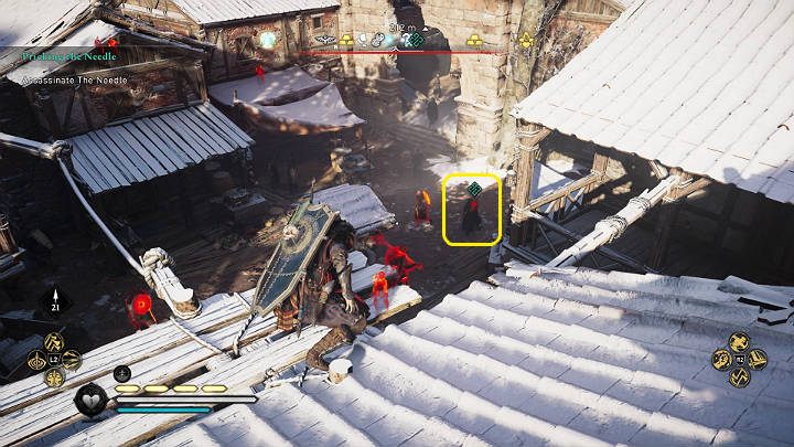 The Needle is accompanied by many guards, but you can easily get him by attacking from above - Assassins Creed Valhalla: Pricking The Needle - guide - Jorvik - Assassins Creed Valhalla Guide