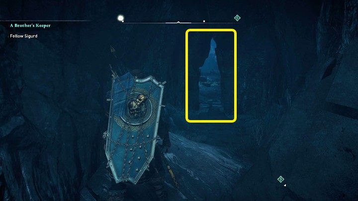 Before you go inside, it's a good idea to turn around and go into the side cave through the narrow gap on your right - Assassins Creed Valhalla: A Brothers Keeper - walkthrough - Hordafylke - Assassins Creed Valhalla Guide