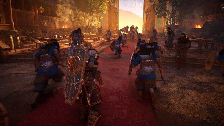 Get up, speak to Sigurd and Svala, then go to the last row of tables - Assassins Creed Valhalla: A Brothers Keeper - walkthrough - Hordafylke - Assassins Creed Valhalla Guide