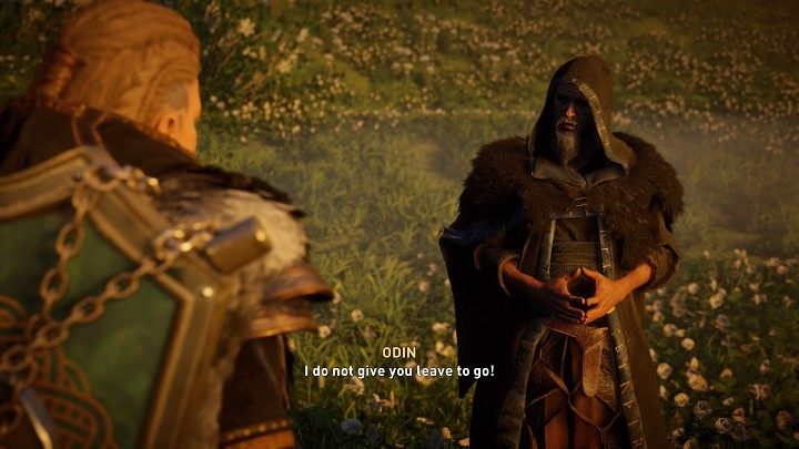 After a while, Odin will appear in the clearing and forbid the siblings to return to the real world - Assassins Creed Valhalla: A Brothers Keeper - walkthrough - Hordafylke - Assassins Creed Valhalla Guide