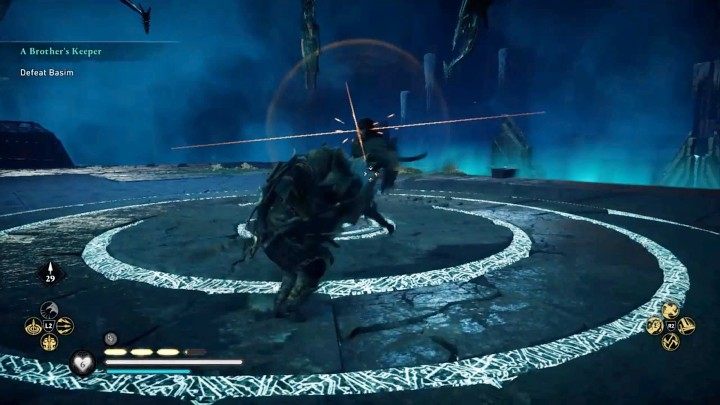 During the second phase of your clash with Basim, you just need to avoid his speedy attack combos and counterattack - Assassins Creed Valhalla: A Brothers Keeper - walkthrough - Hordafylke - Assassins Creed Valhalla Guide