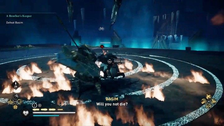 If you have a shield, all you have to do is block your opponent's blows a few times and you'll stun him to the point where he falls helplessly to one knee - Assassins Creed Valhalla: A Brothers Keeper - walkthrough - Hordafylke - Assassins Creed Valhalla Guide