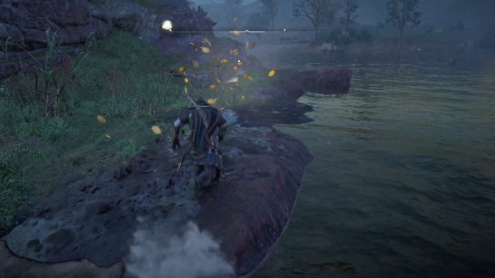 End: The paper will stop on the rocks, after flying over the water - Assassins Creed Valhalla: Flying Paper - Glowecestrescire, Secrets - Glowecestrescire - Assassins Creed Valhalla Guide