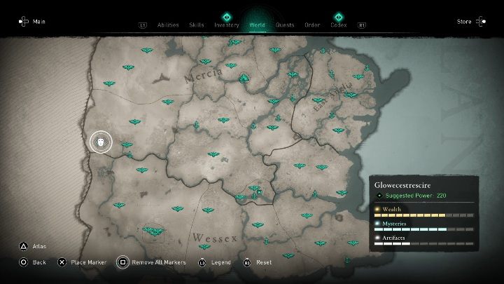 You will find this mask in the western part of the region - Assassins Creed Valhalla: Roman Artifact - Glowecestrescire, Secrets, Locations - Glowecestrescire - Assassins Creed Valhalla Guide