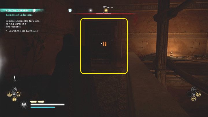 When you get the key, take the stairs to the upper floor and open the door at the very end of the narrow balcony - Assassins Creed Valhalla: Rumors of the Ledecestre walkthrough - Ledecestrescire - Assassins Creed Valhalla Guide