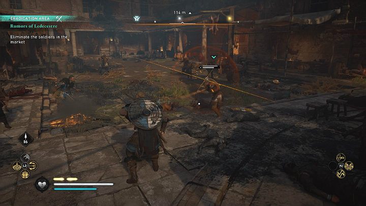 The boy will run ahead and attract the attention of the soldiers until he is on the market - Assassins Creed Valhalla: Rumors of the Ledecestre walkthrough - Ledecestrescire - Assassins Creed Valhalla Guide