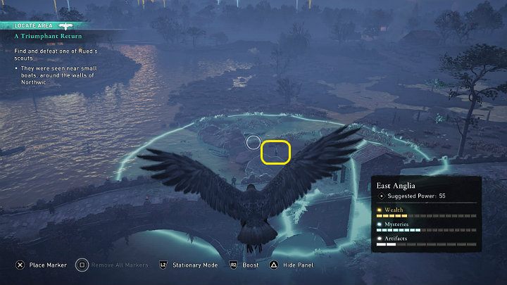 You will find a spy behind the city walls, on the left - Assassins Creed Valhalla: A Triumphant Return - walkthrough - Grantebridgescire - Assassins Creed Valhalla Guide
