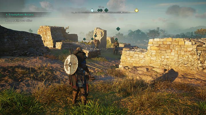 Reach the destination to join your companions and complete the quest - Assassins Creed Valhalla: A Triumphant Return - walkthrough - Grantebridgescire - Assassins Creed Valhalla Guide
