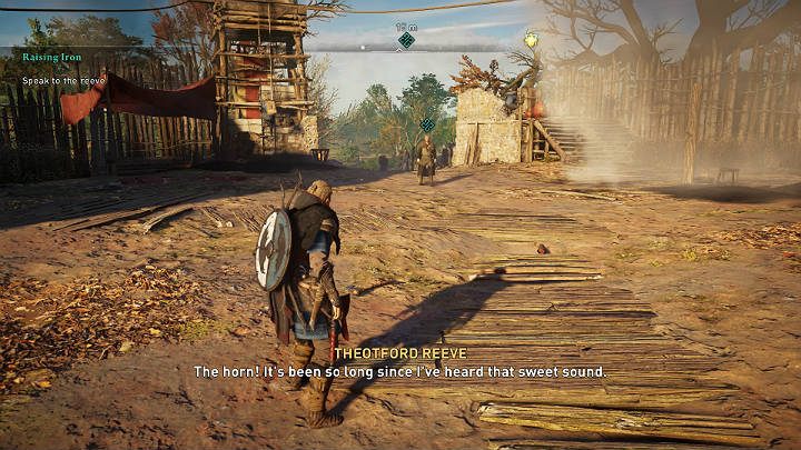 After a while, the sheriff and his men will come to the settlement - Assassins Creed Valhalla: A Raising Iron - walkthrough - Grantebridgescire - Assassins Creed Valhalla Guide