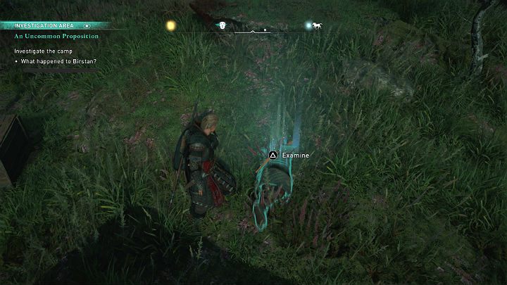 The first clue is the body of one of the soldiers, which was mauled by some big animal - Assassins Creed Valhalla: An Uncommon Proposition - walkthrough - Essexe - Assassins Creed Valhalla Guide