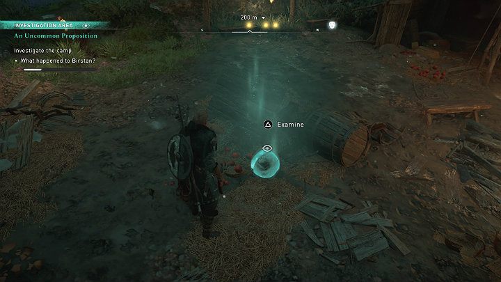 The second important lead are the scattered fruit, which suggests that it was a surprise attack - Assassins Creed Valhalla: An Uncommon Proposition - walkthrough - Essexe - Assassins Creed Valhalla Guide