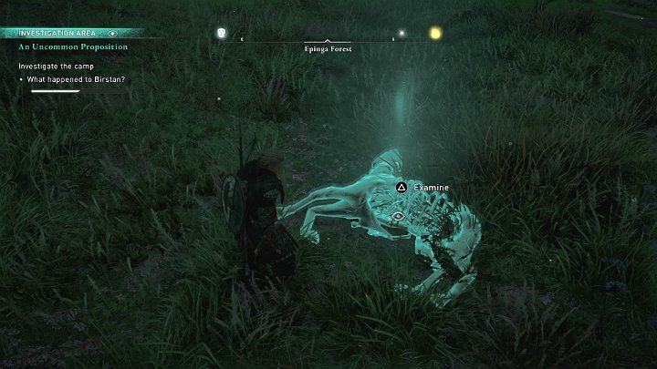 The next clue is the horse's carcass - Assassins Creed Valhalla: An Uncommon Proposition - walkthrough - Essexe - Assassins Creed Valhalla Guide