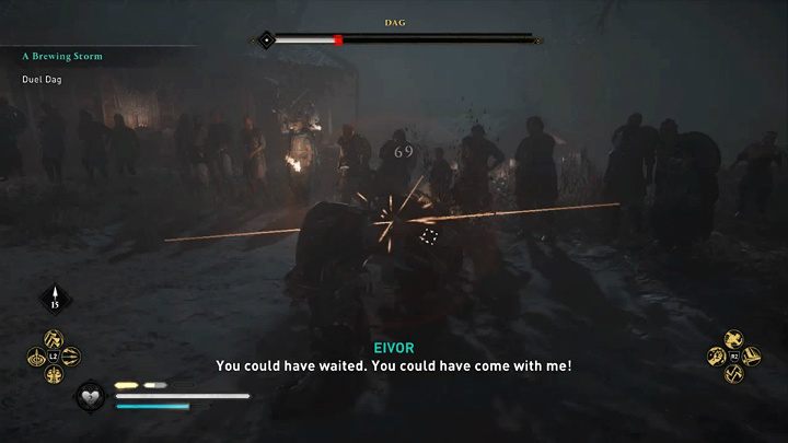 Dag's special attacks are indicated by a yellow flash of runes and can be blocked or parried without any damage - Assassins Creed Valhalla: Dag boss fight - how to win? - Bosses - Assassins Creed Valhalla Guide