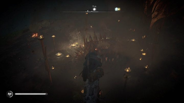 Grap the burning vase, climb on the tree and throw the item at the altar - Assassins Creed Valhalla: Cursed symbol - Cent secrets, locations - Cent - Assassins Creed Valhalla Guide
