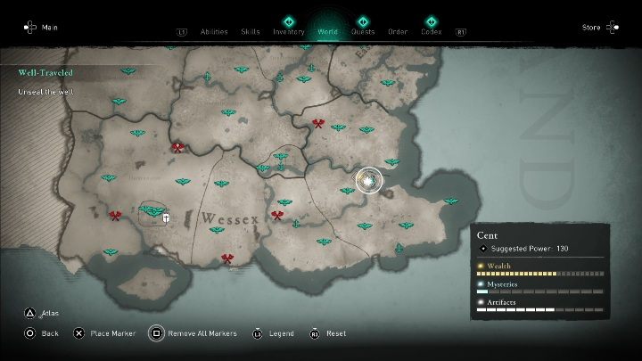 Location of the cursed place: the northern area of the location - Assassins Creed Valhalla: Cursed symbol - Cent secrets, locations - Cent - Assassins Creed Valhalla Guide