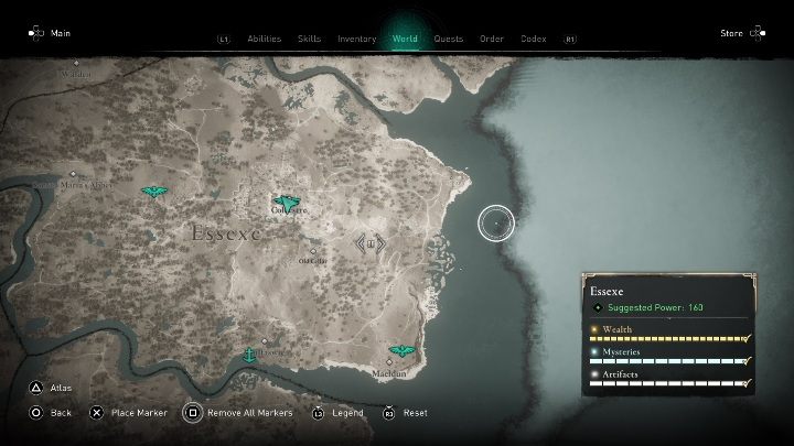 Region: Essexe - Assassins Creed Valhalla: Roman artifacts - whole set - map, locations - Secrets and collectibles - Assassins Creed Valhalla Guide