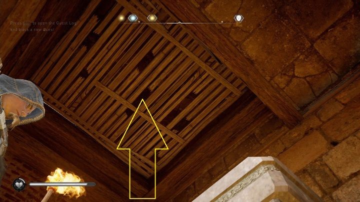 Once inside, look up and you will see boards that you can destroy - Assassins Creed Valhalla: Roman Artifact - Lincolnscire secrets, locations - Lincolnscire - Assassins Creed Valhalla Guide