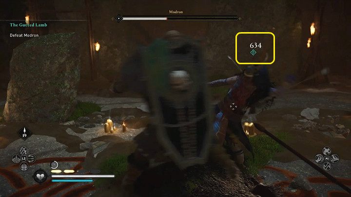 When your opponent is stunned, you will have a chance to launch a powerful attack that will immediately drain her health bar by about one quarter - Assassins Creed Valhalla: The Gutted Lamb - Walkthrough - Glowecestrescire - Assassins Creed Valhalla Guide