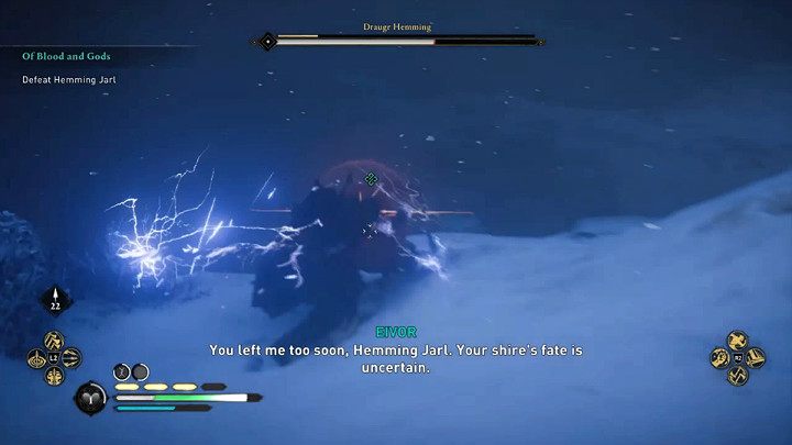 Most of Hemming's special attacks are indicated by a yellow rune flash - they can be blocked or evaporated - Assassins Creed Valhalla: Draugr Hemming - boss, how to beat? - Bosses - Assassins Creed Valhalla Guide