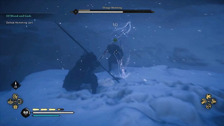 At some point, the opponent will move a little farther and start throwing lightning bolts in your direction - Assassins Creed Valhalla: Draugr Hemming - boss, how to beat? - Bosses - Assassins Creed Valhalla Guide