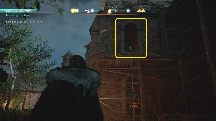 Go to Witan Hall, then climb up the wooden scaffolding and enter the building through an open window - Assassins Creed Valhalla: Impaling the Seax - guide - Wincestre - Assassins Creed Valhalla Guide