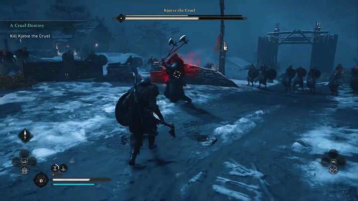 When you see a red aura around Kjotve when he lifts his axes up, it means that he will make a powerful swing - Assassins Creed Valhalla: Kjotve the Cruel - boss, how to defeat? - Bosses - Assassins Creed Valhalla Guide