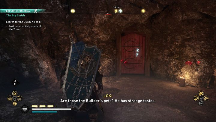You will notice runes on the red door on the left - read them - Assassins Creed Valhalla: The Big Finish - walkthrough, description - Asgard - Assassins Creed Valhalla Guide