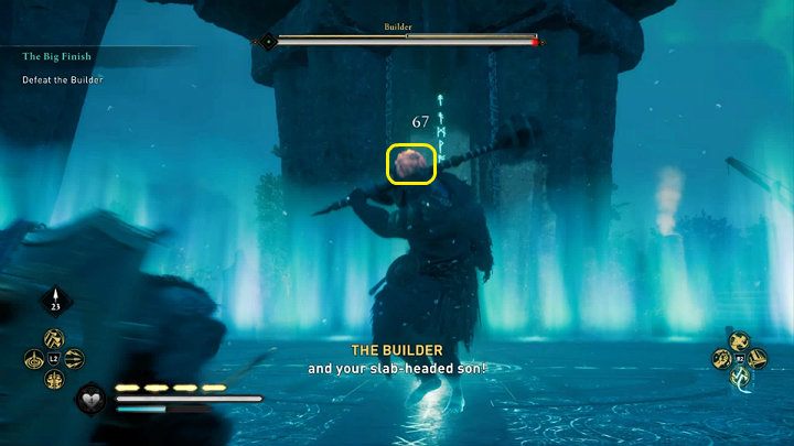 The Builder is a giant-sized opponent who fights with a powerful double-handed battle-hammer - Assassins Creed Valhalla: The Big Finish - walkthrough, description - Asgard - Assassins Creed Valhalla Guide