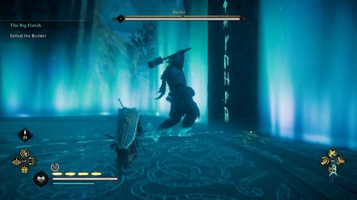 Due to his enormous size, all the attacks he makes are signaled and easily avoided - Assassins Creed Valhalla: The Big Finish - walkthrough, description - Asgard - Assassins Creed Valhalla Guide