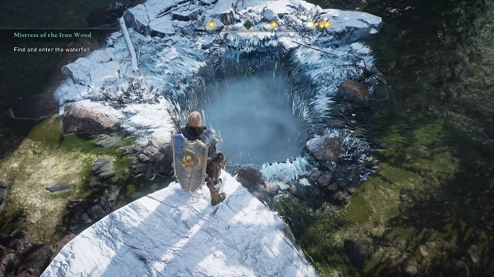 Climb the rock nearby and stand as demonstrated in the picture above A mysterious well will appear before your eyes - jump into it - Assassins Creed Valhalla: Mistress of the Iron Wood - walkthrough, description - Jotunheim - Assassins Creed Valhalla Guide