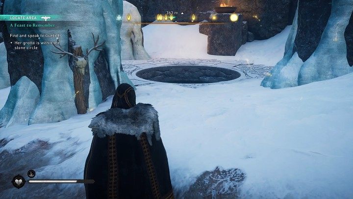 Go to meet Gunlodr in her cave near the place where you spoke with Suttungr - Assassins Creed Valhalla: A Feast to Remember - walkthrough - Jotunheim - Assassins Creed Valhalla Guide