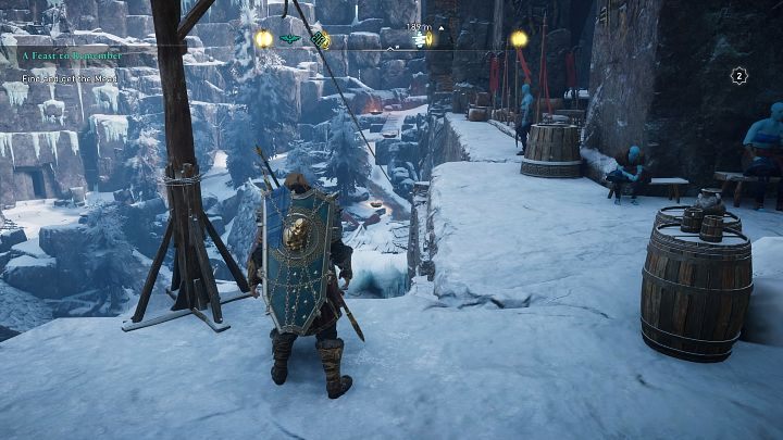 Use the rope on the left to slide down and quickly get to the vault - Assassins Creed Valhalla: A Feast to Remember - walkthrough - Jotunheim - Assassins Creed Valhalla Guide