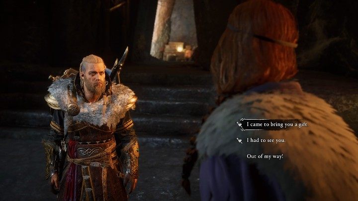 Gunlodr will catch you inside the vault and ask you what you are doing there - Assassins Creed Valhalla: A Feast to Remember - walkthrough - Jotunheim - Assassins Creed Valhalla Guide