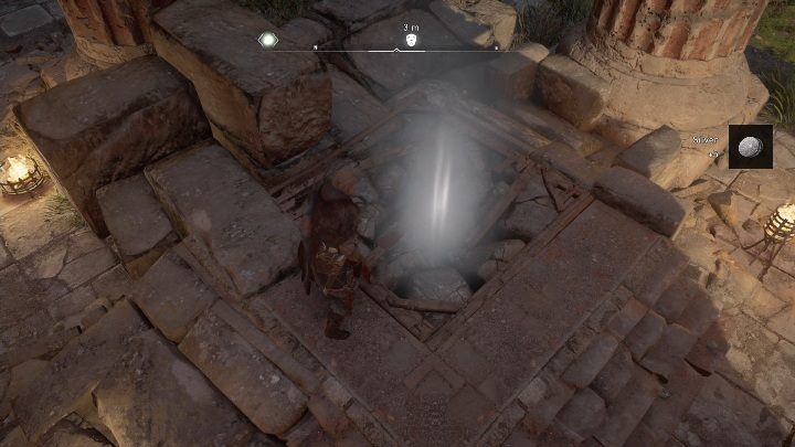 The mask is lying under a pile of rubble, you have to blow it up to get the artifact - Assassins Creed Valhalla: Roman artifact - Ledecestrescire secrets, locations - Ledecestrescire - Assassins Creed Valhalla Guide