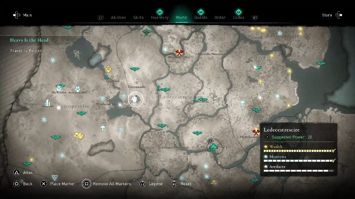 You will find this mask in the western part of the map, exactly at the border with another region - Assassins Creed Valhalla: Roman artifact - Ledecestrescire secrets, locations - Ledecestrescire - Assassins Creed Valhalla Guide