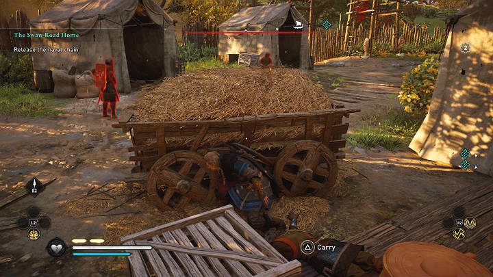 If you have the chained assassination skill, you can kill the opponent on the left by using the Hidden Blade and then throw the axe at the last enemy - Assassins Creed Valhalla: The Swan-Road Home walkthrough - Ledecestrescire - Assassins Creed Valhalla Guide