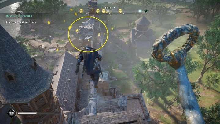 End: The paper will stop right next to the statue, at the end of the roof - Assassins Creed Valhalla: Flying Paper - Suthsexe, Secrets, Locations - Suthsexe - Assassins Creed Valhalla Guide