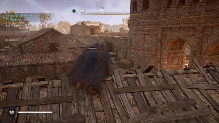 Beginning: The paper is located on a wooden pole, near wooden buildings - Assassins Creed Valhalla: Flying Paper - Lincolnscire, Secrets - Lincolnscire - Assassins Creed Valhalla Guide