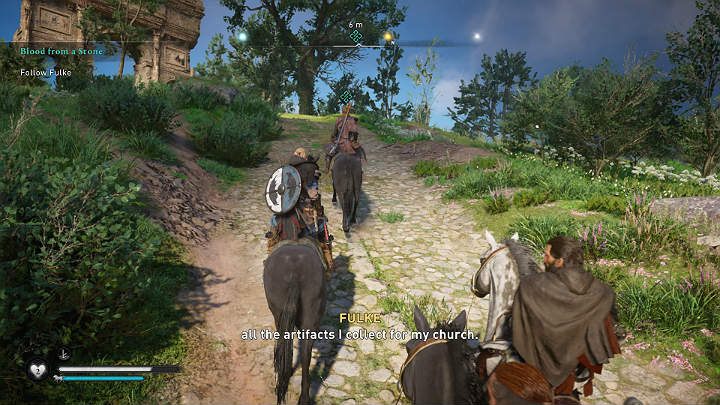 After Fulke was released from Saint Albanes Abbey, the woman admits that she is in possession of a certain pagan object, which she calls the Saga Stone - Assassins Creed Valhalla: Blood from a Stone - walkthrough - Oxenefordscire - Assassins Creed Valhalla Guide