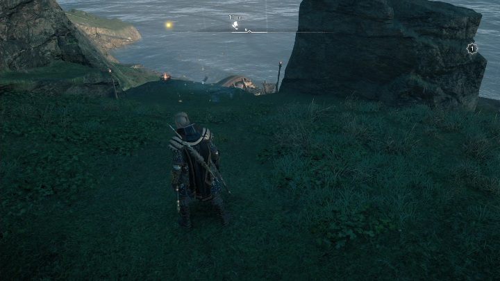 Start: The paper is located between the rocks, in front of the destroyed ships - AC Valhalla Wrath of the Druids: Flaying Paper - Ulster, secrets, locations - Ulster - Assassins Creed Valhalla Guide
