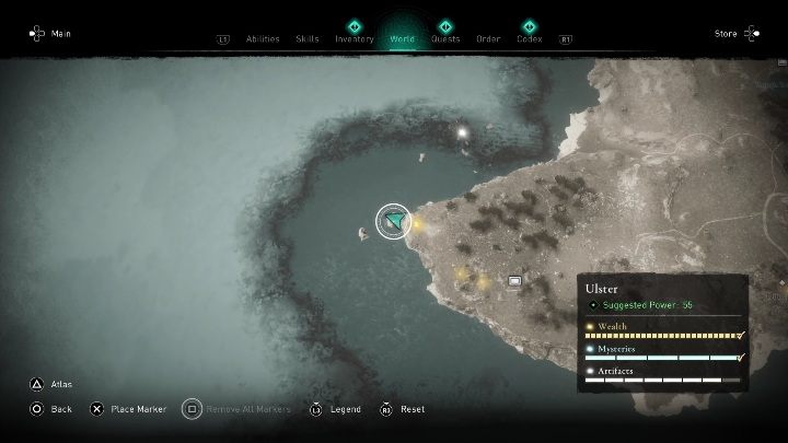 You will find the treasure on the western edge of the region - AC Valhalla Wrath of the Druids: Treasure Hoard Map - Ulster, secrets, locations - Ulster - Assassins Creed Valhalla Guide