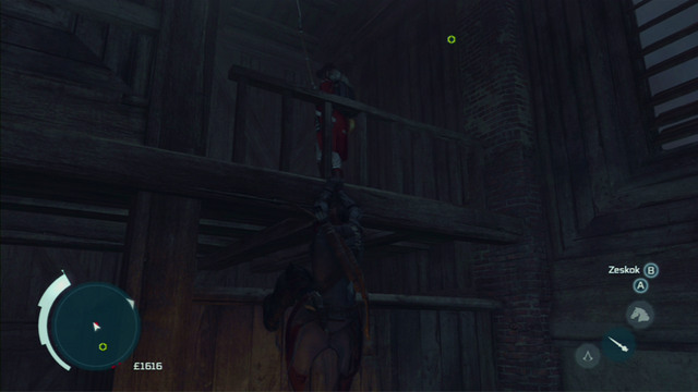 The third enemy is directly above you, walking along a small wooden platform - Naval mission - Fort Wolcott - Captain Kidd's treasure - Assassins Creed III - Game Guide and Walkthrough