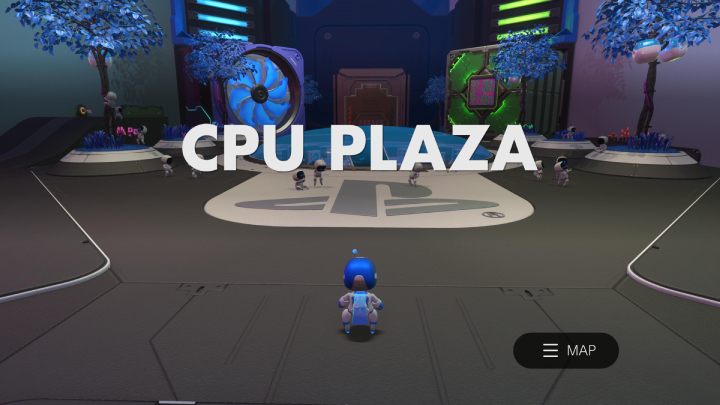 Die CPU Plaza ist der Mittelpunkt von Astros Spielzimmer – Astros Playroom: CPU Plaza – Anleitung, Walkthrough-Beschreibung – Walkthrough – Astros Playroom Guide